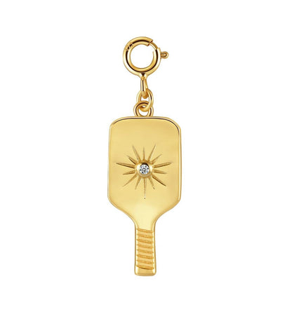 Pickleball Grande Paddle Pendant Charm Gold
