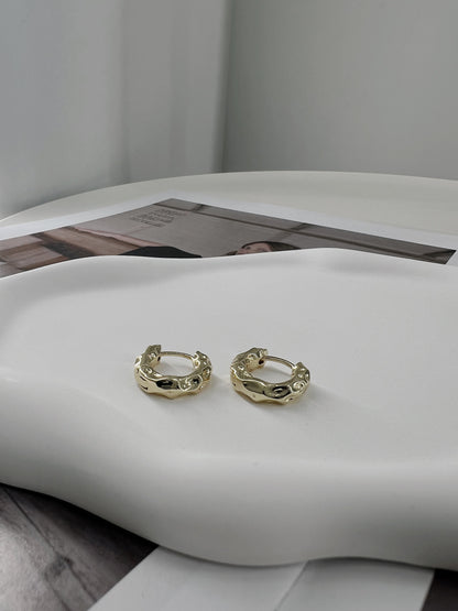 Gold Melted Look Mini Hoops