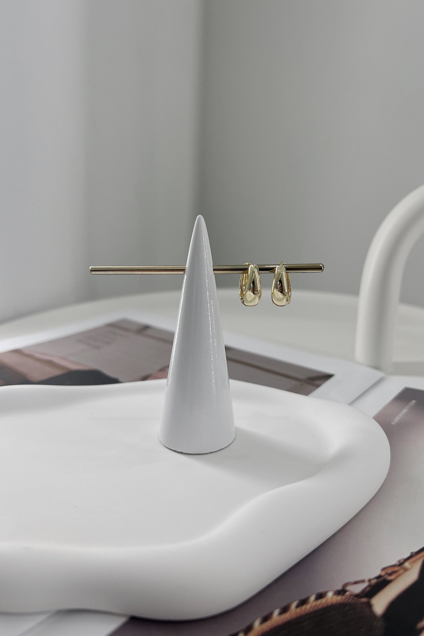 Gold Mini Hoop Dome Earrings