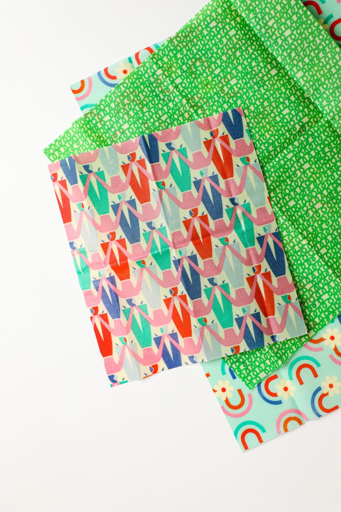 Beeswax Food Wraps - Let's Link Arms Set, Organic Cotton, gives to World Central Kitchen