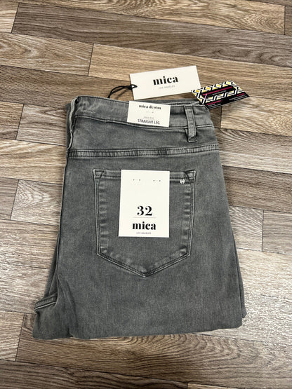 Mica Denim High Rise Straight Leg Vintage Garment Dyed Gunmetal Gray Jeans