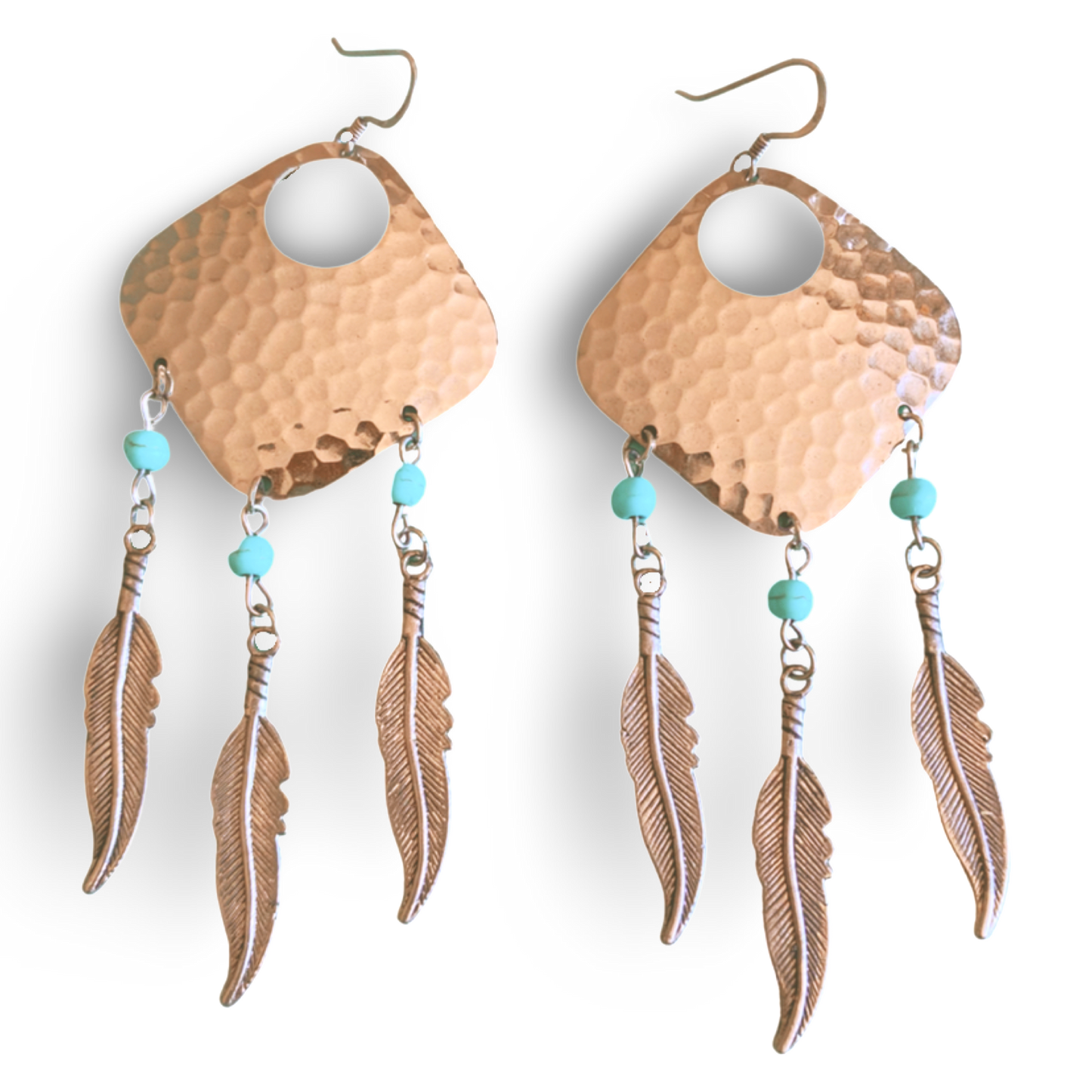 Dream Catcher Earrings With Turquoise Accents and Feathers by the Urban Charm