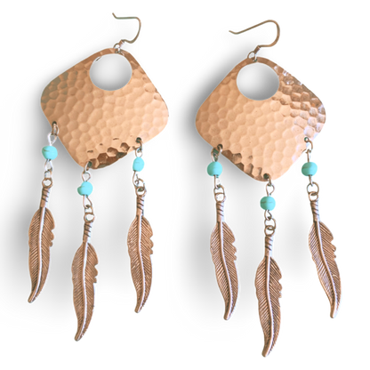 Dream Catcher Earrings With Turquoise Accents and Feathers by the Urban Charm