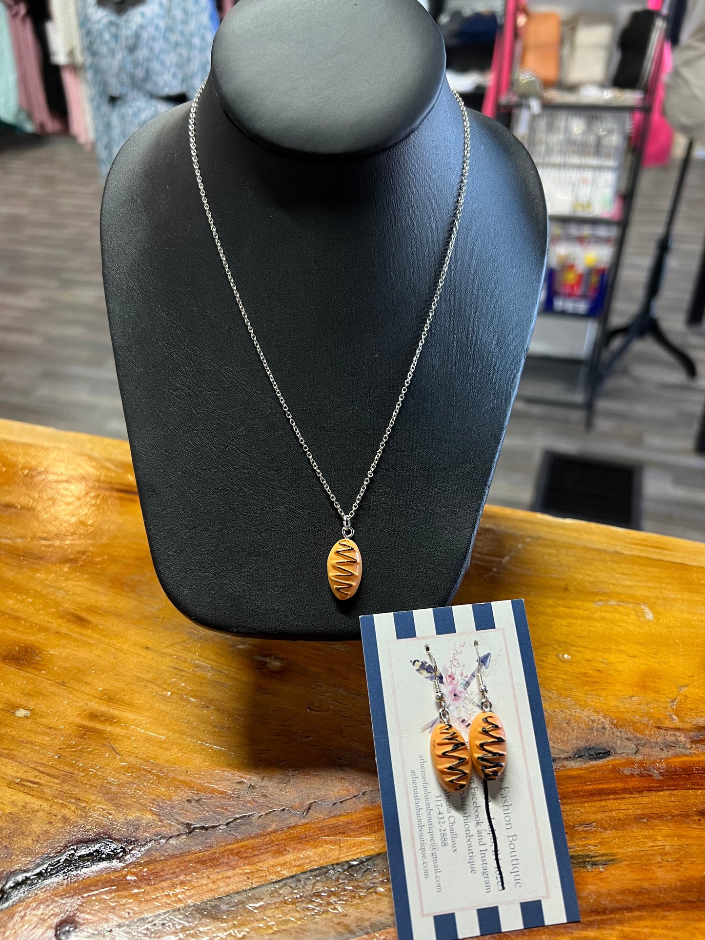 Bread with Chocolate Drizzle .925 Sterling Hook Earrings