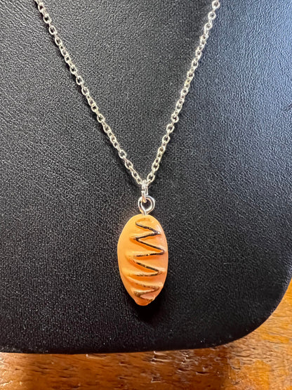 Bread with Chocolate Drizzle .925 Sterling Silver necklace
