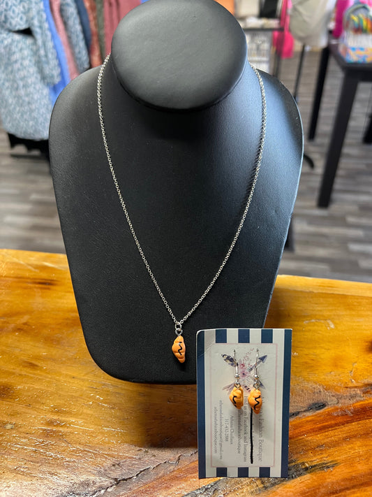 Croissant with Chocolate Drizzle .925 Sterling Silver Necklace