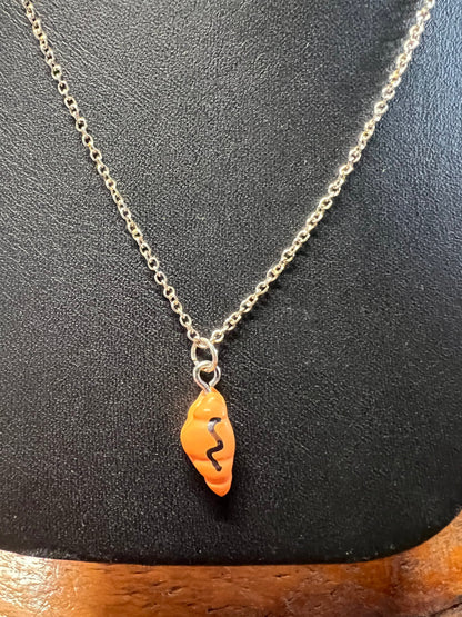 Croissant with Chocolate Drizzle .925 Sterling Silver Necklace