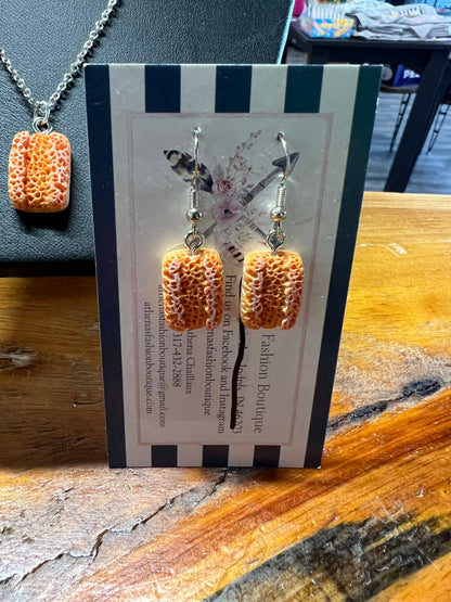 Bread Earrings .925 Sterling Silver Hooks