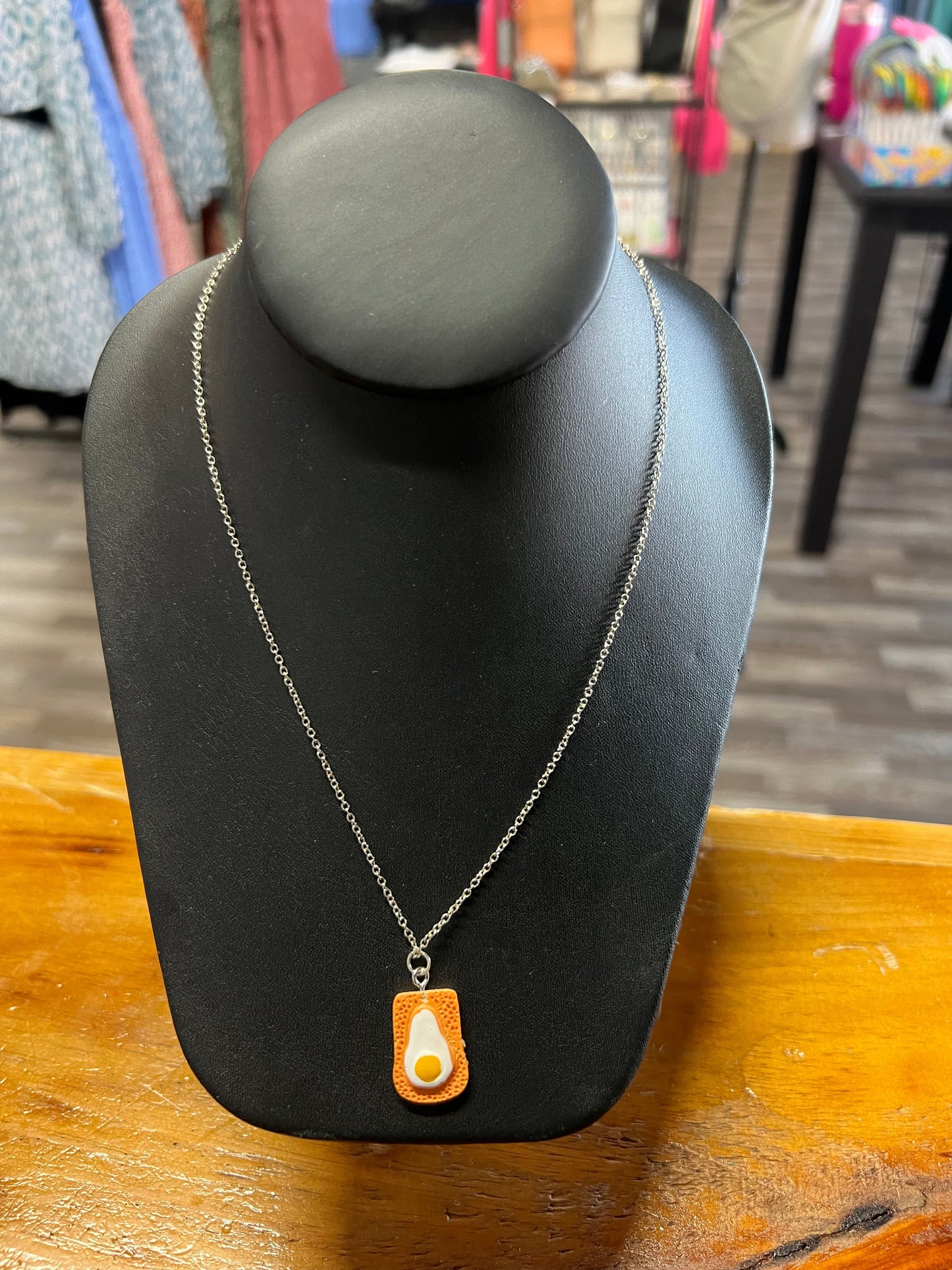 Eggs on Toast Charm .925 Sterling Silver Necklace