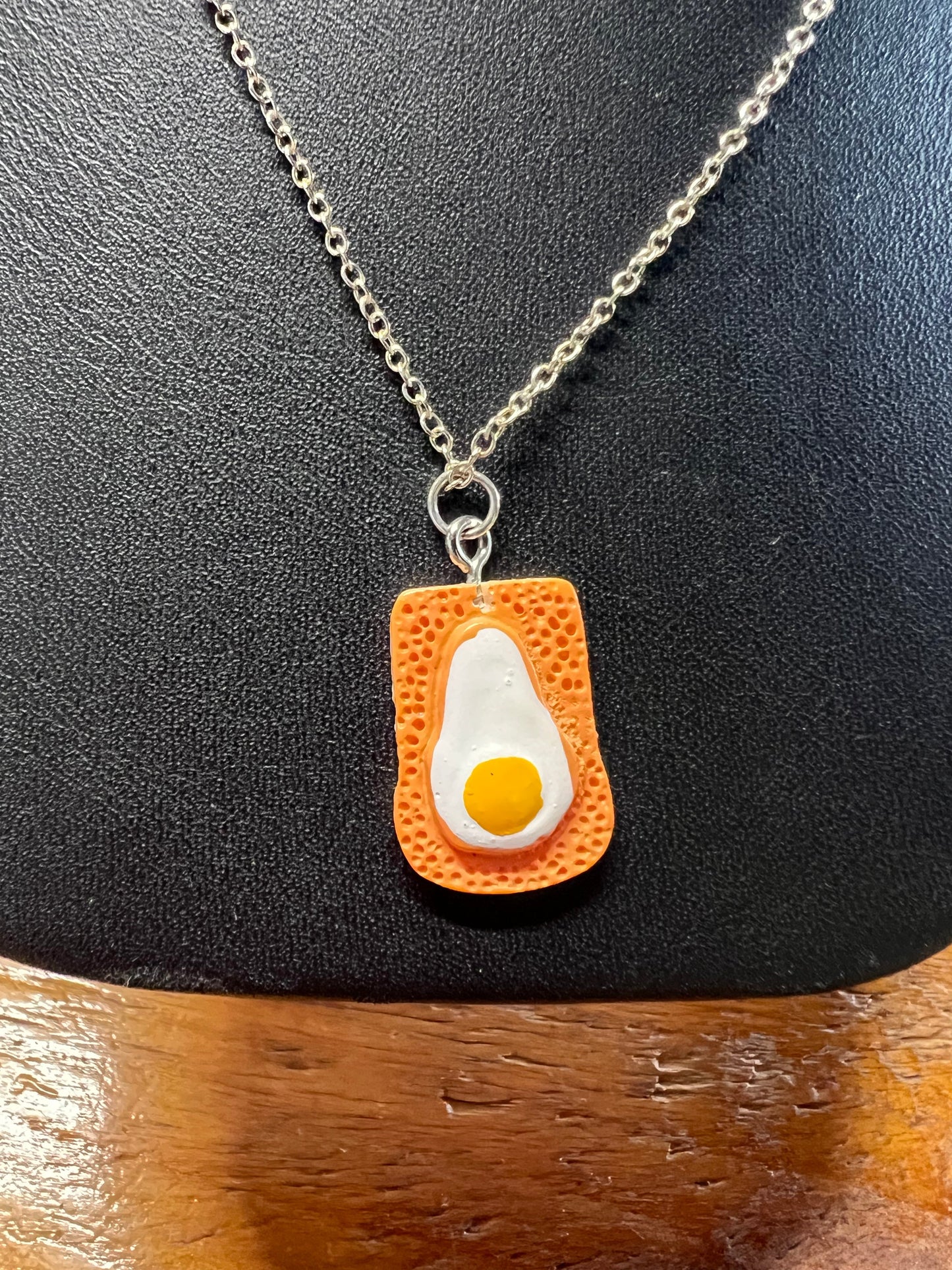 Eggs on Toast Charm .925 Sterling Silver Necklace
