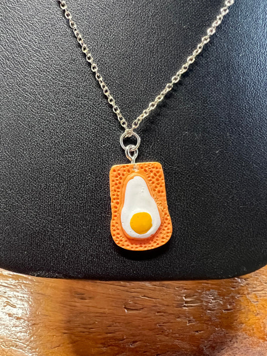 Eggs on Toast Charm .925 Sterling Silver Necklace