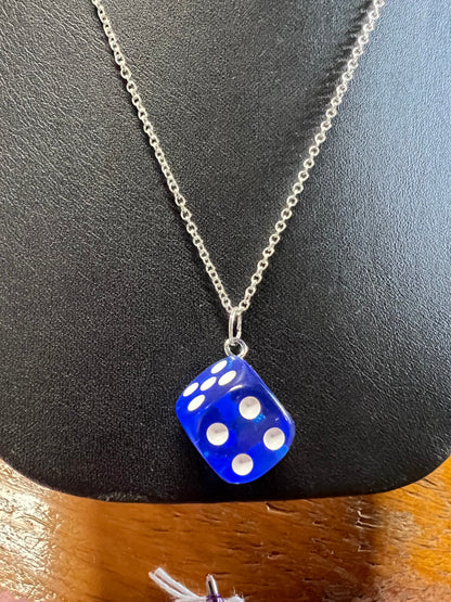 Dice Necklace .925 Sterling Silver Chain