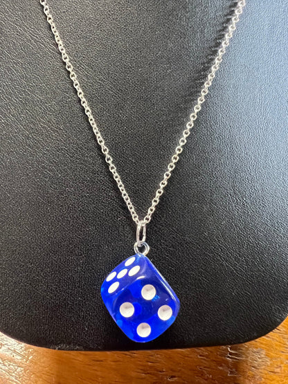 Dice Necklace .925 Sterling Silver Chain