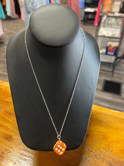 Dice Necklace .925 Sterling Silver Chain