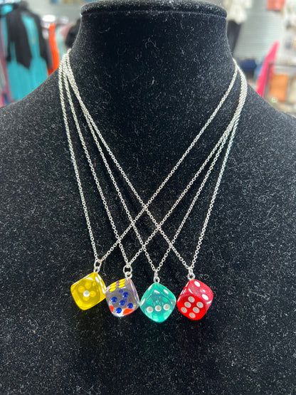 Dice Necklace .925 Sterling Silver Chain