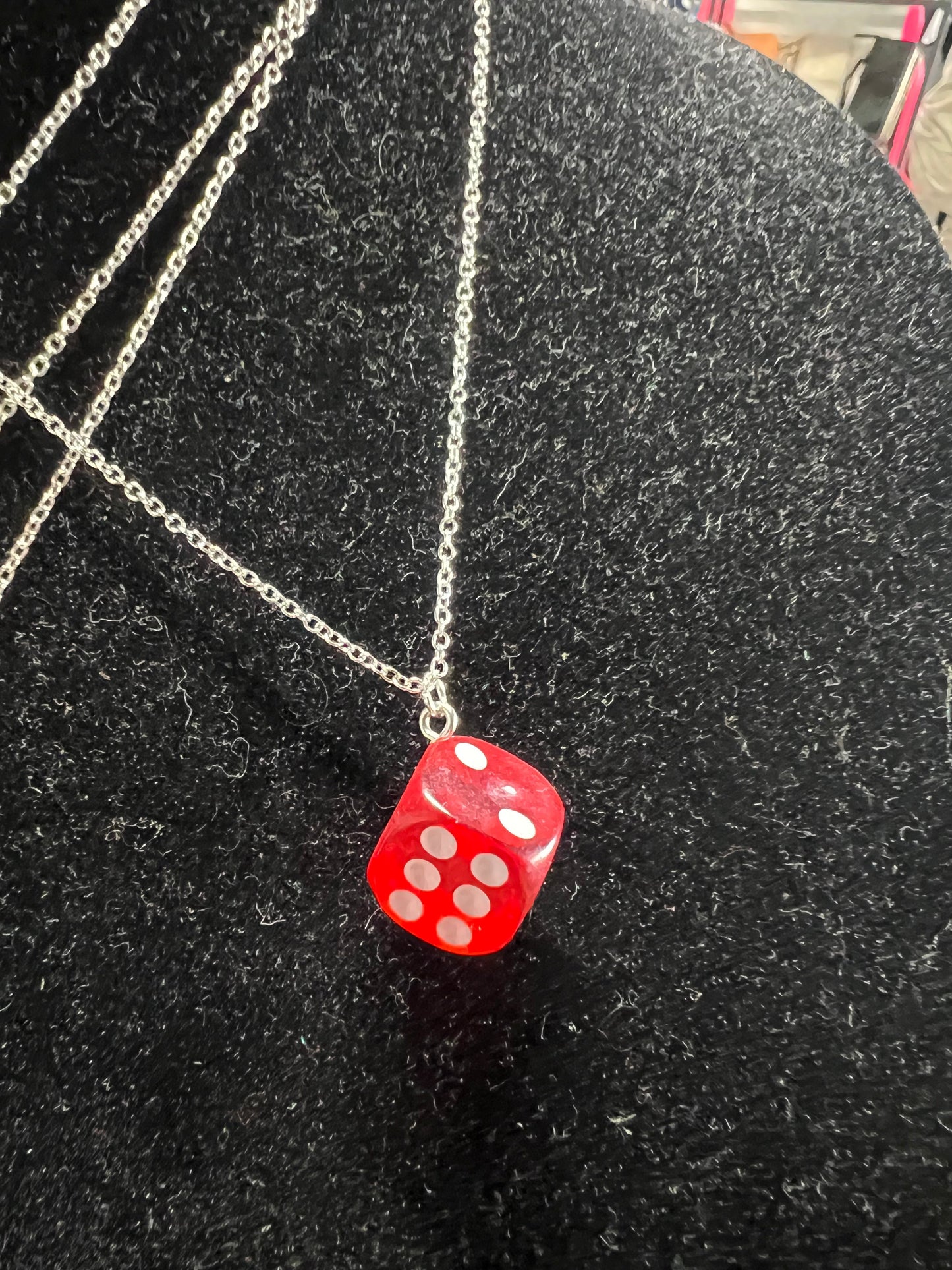 Dice Necklace .925 Sterling Silver Chain