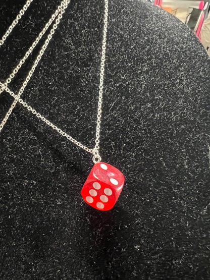Dice Necklace .925 Sterling Silver Chain