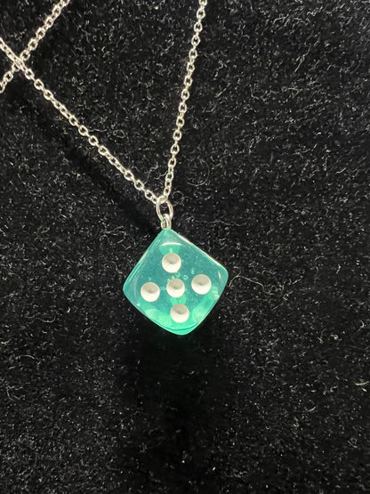 Dice Necklace .925 Sterling Silver Chain