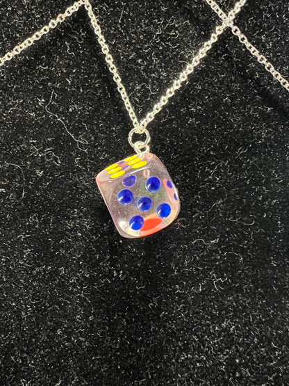 Dice Necklace .925 Sterling Silver Chain