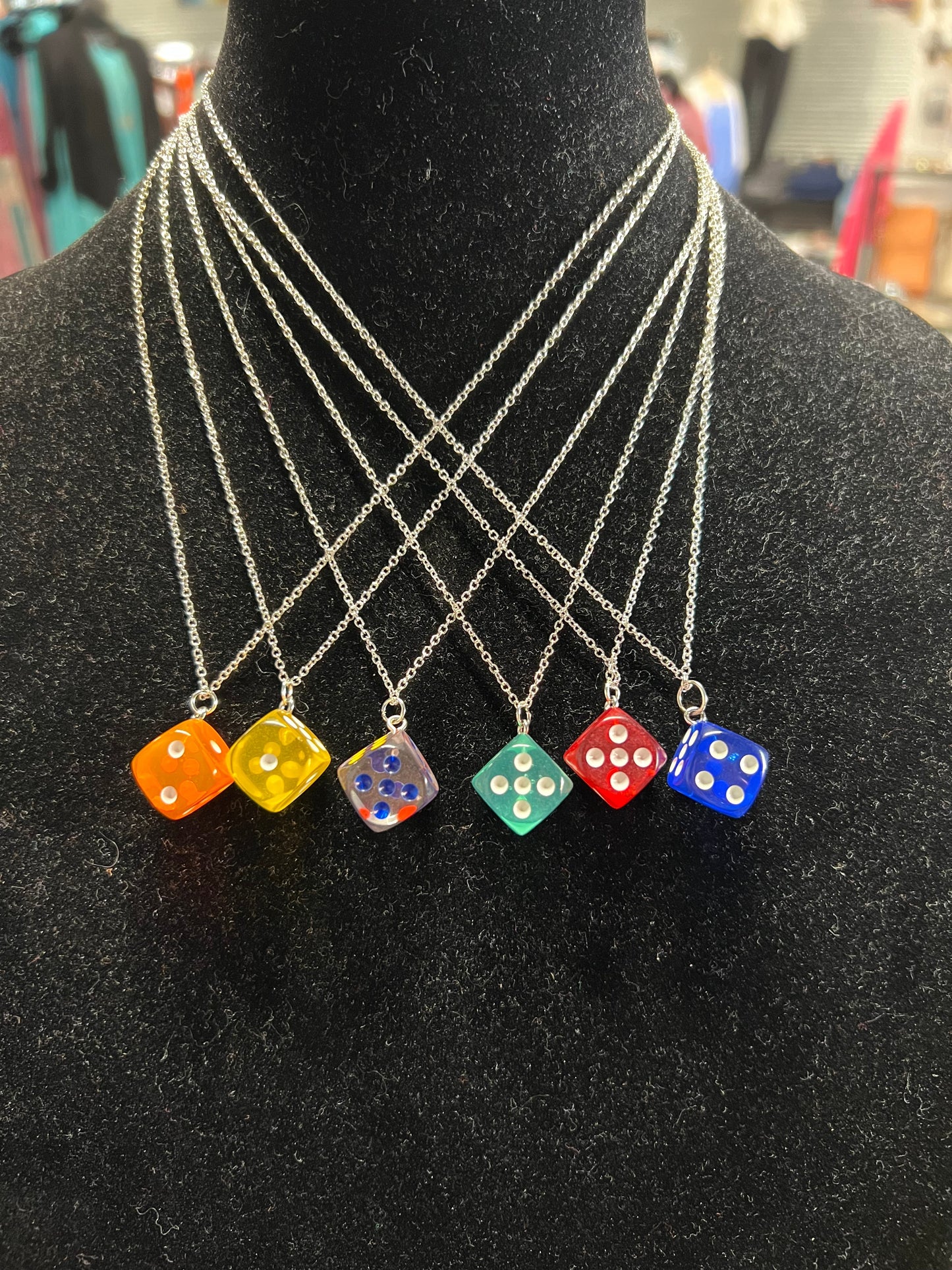 Dice Necklace .925 Sterling Silver Chain