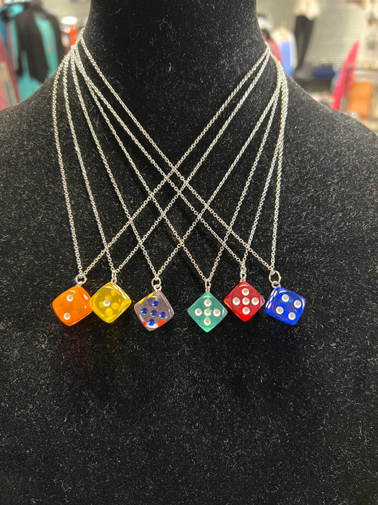 Dice Necklace .925 Sterling Silver Chain