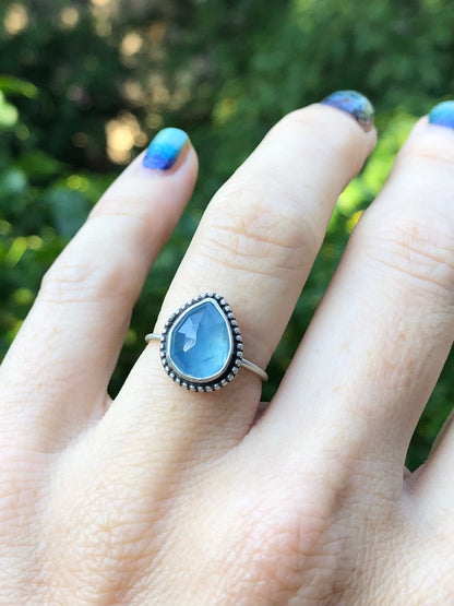 Faceted Aquamarine Teardrop Ring
