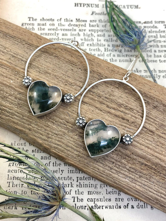 Moss Agate Hoops