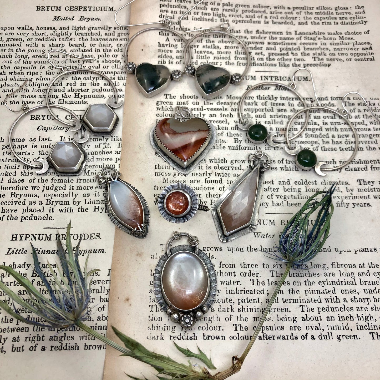 Moss Agate Hoops