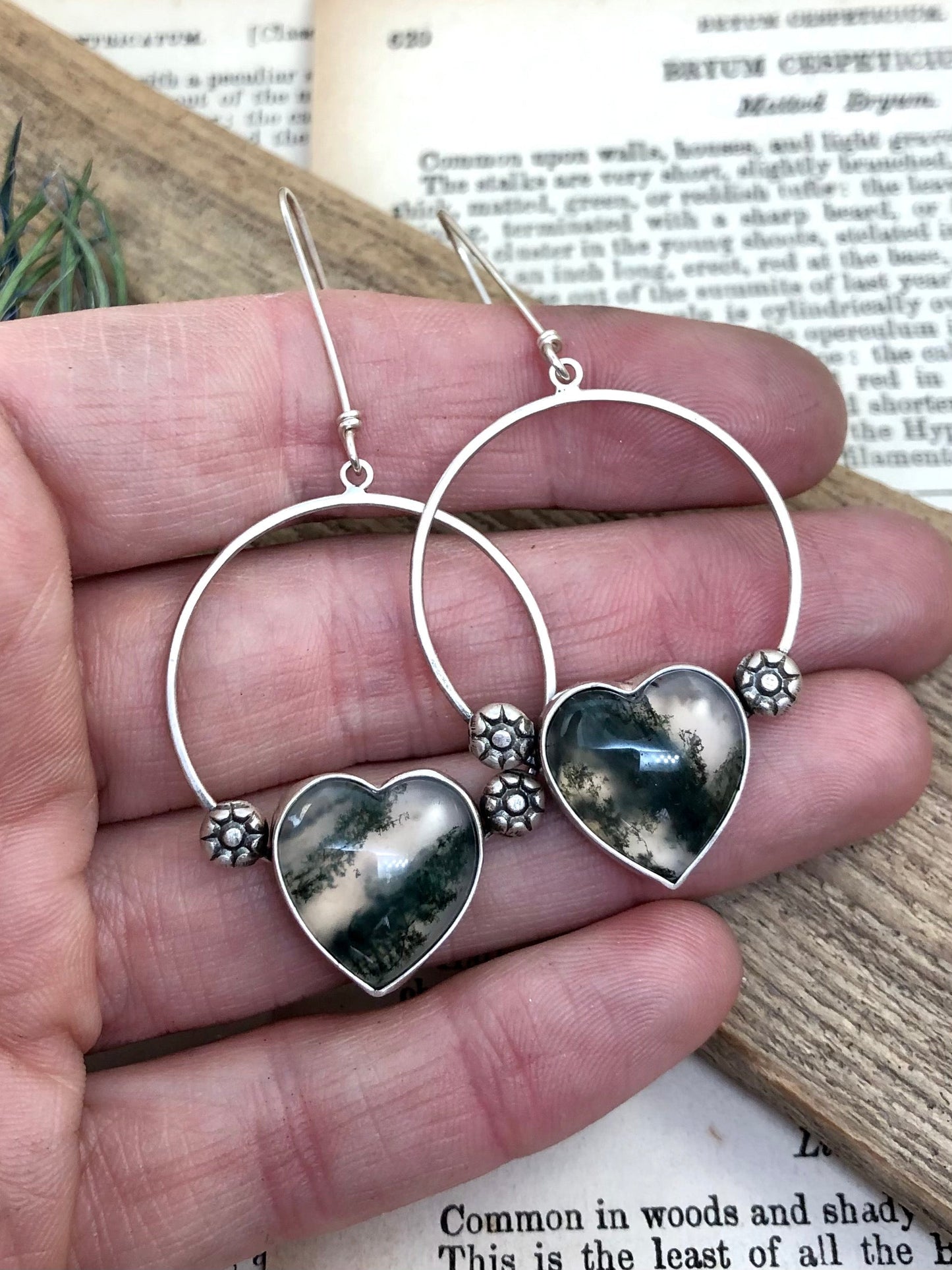 Moss Agate Hoops