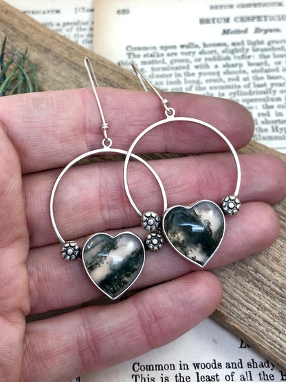 Moss Agate Hoops