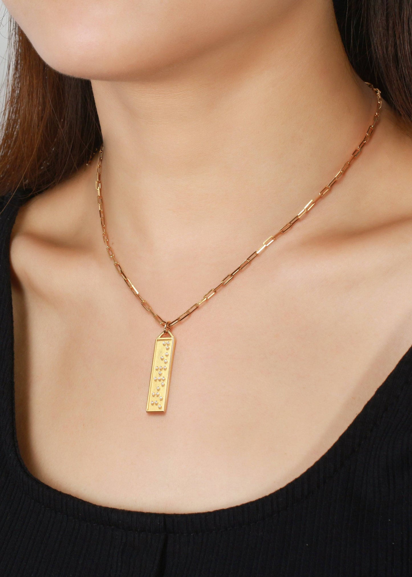 Touchstone Mon Amour Bar Necklace Gold