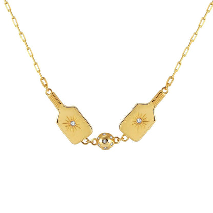 Pickleball Two Can Play Gold Necklace