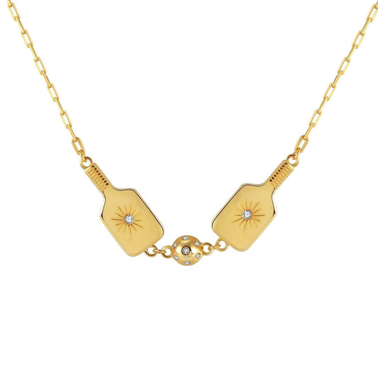 Pickleball Two Can Play Gold Necklace