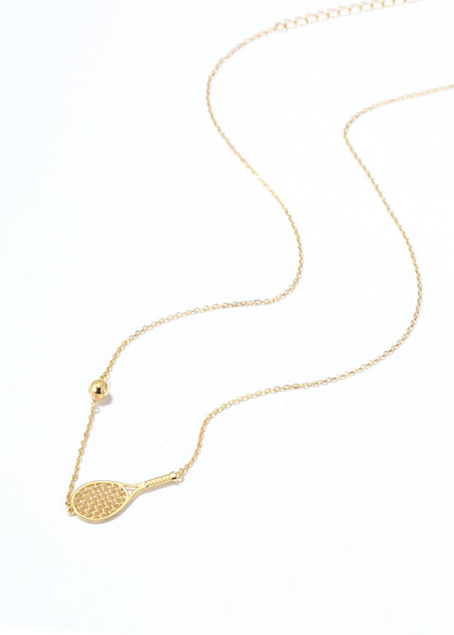 LoveMatch Tennis Ace Racquet and Ball Gold Necklace