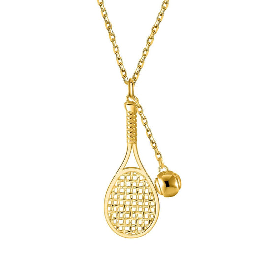 LoveMatch Tennis LOVE Racquet & Ball Gold Necklace