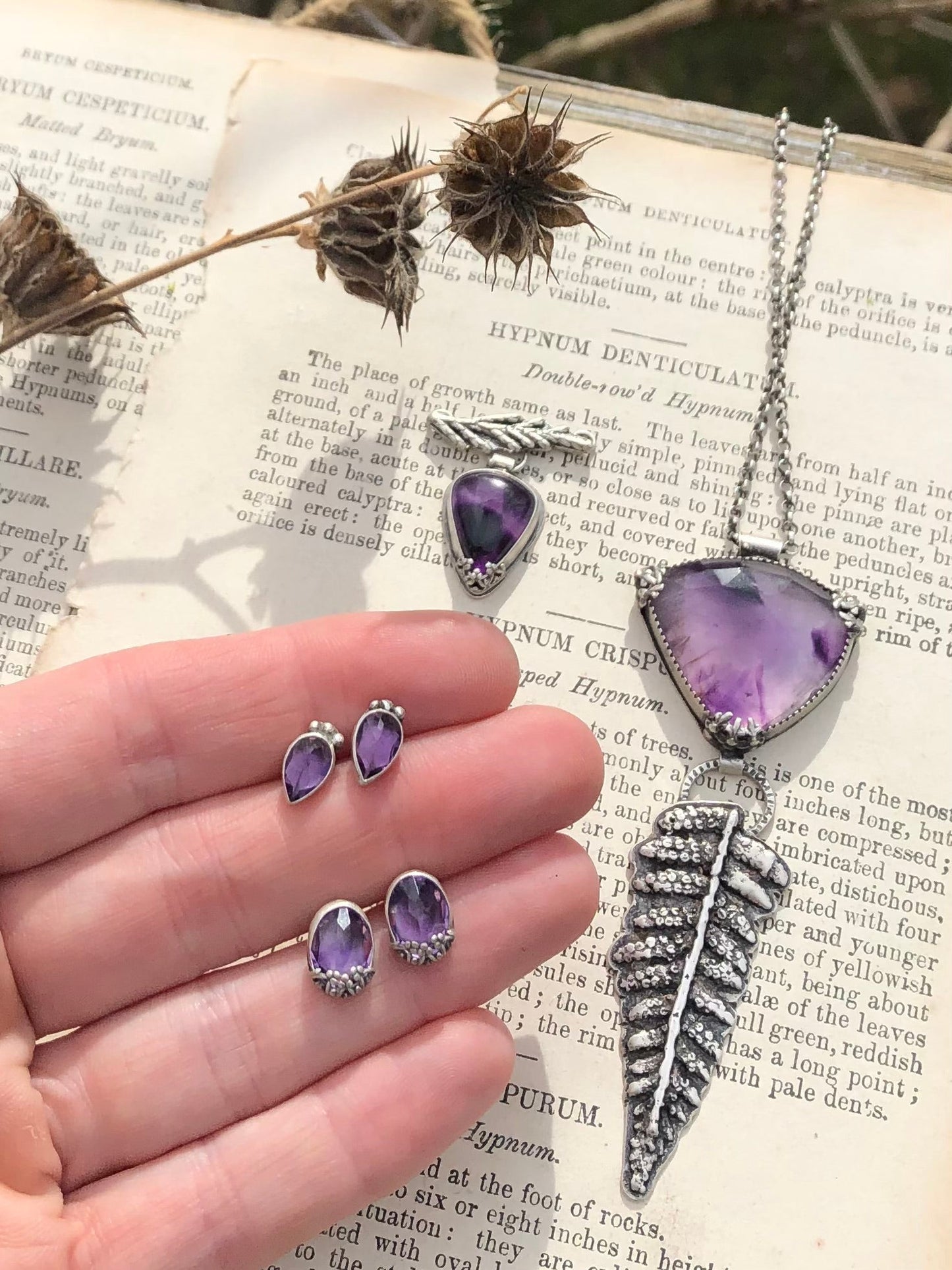 Atomic Amethyst And Fern Statement Necklace