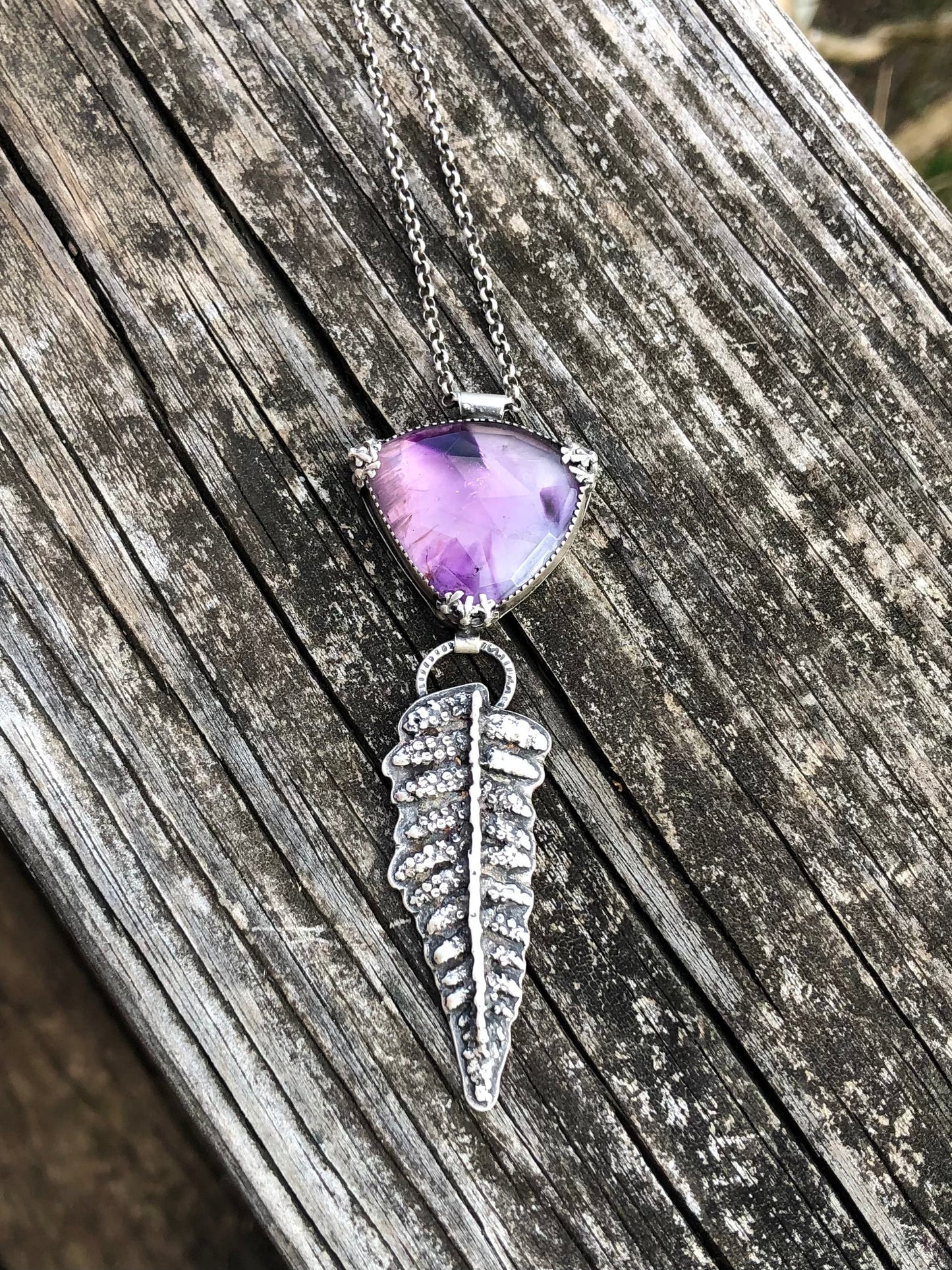 Atomic Amethyst And Fern Statement Necklace