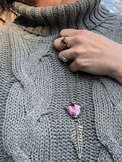 Atomic Amethyst And Fern Statement Necklace