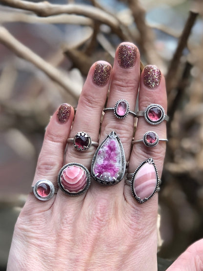 Pink Tourmaline Round Ring