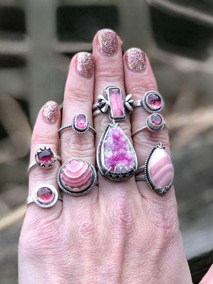 Pink Tourmaline Round Ring