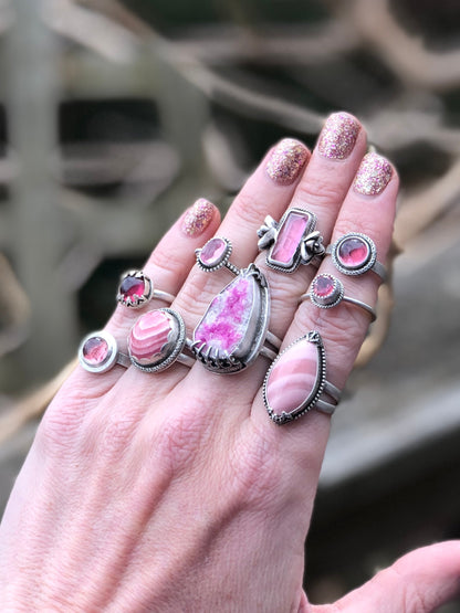 Pink Tourmaline Round Ring