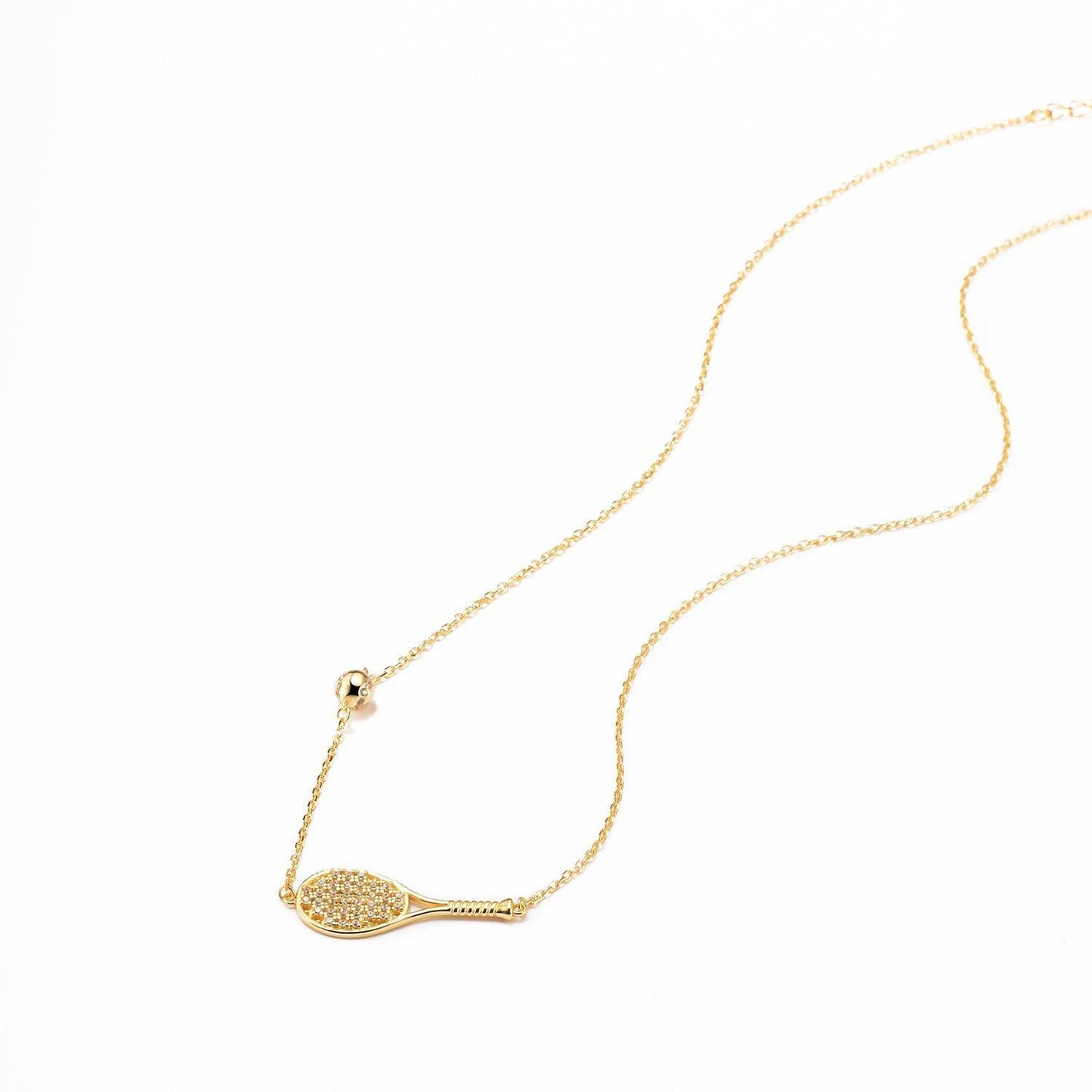 LoveMatch Tennis ACE Bling Gold Racquet and Ball Necklace