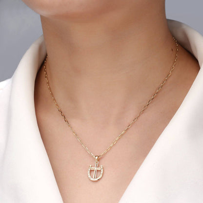 Saints FINE Rider's Prayer Solid Gold & Diamonds Mini Necklace