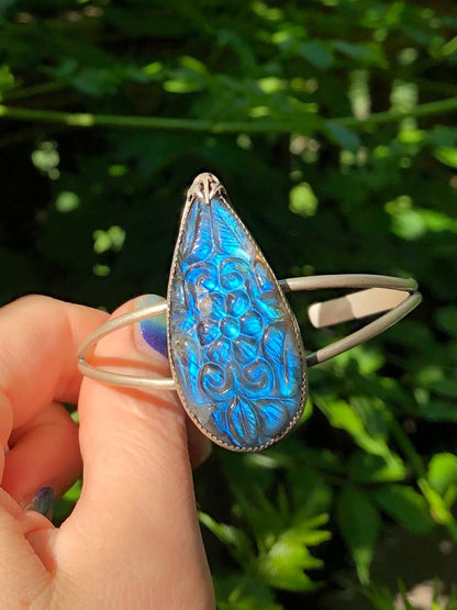 Carved Labradorite Cuff Bracelet