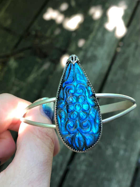 Carved Labradorite Cuff Bracelet
