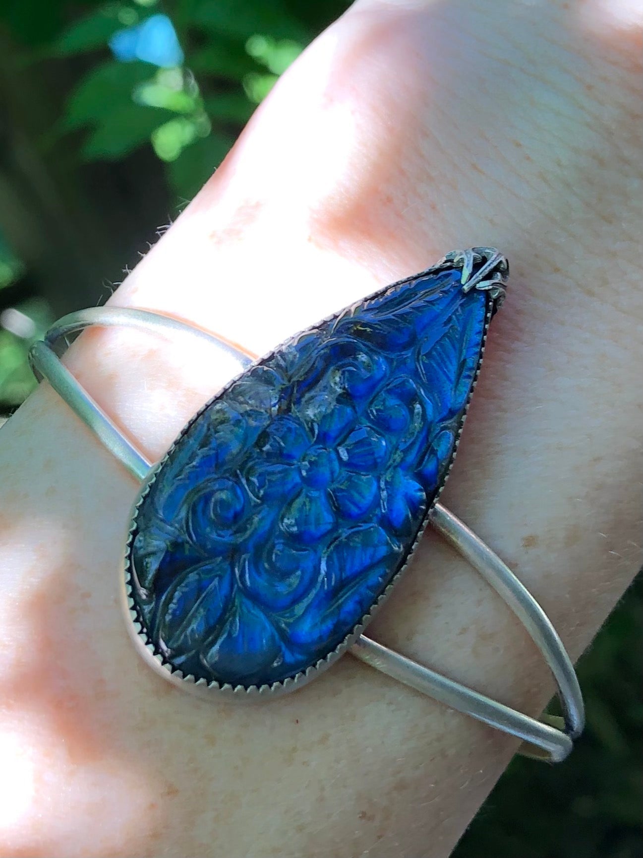Carved Labradorite Cuff Bracelet