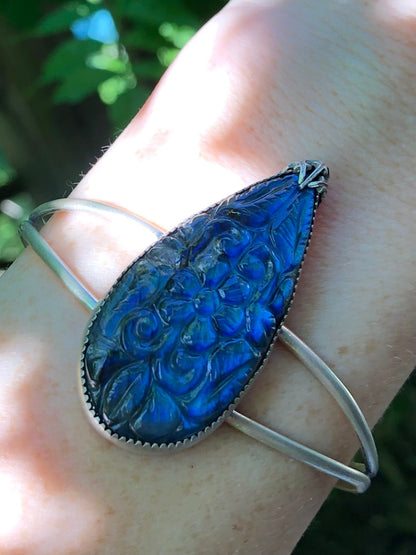 Carved Labradorite Cuff Bracelet