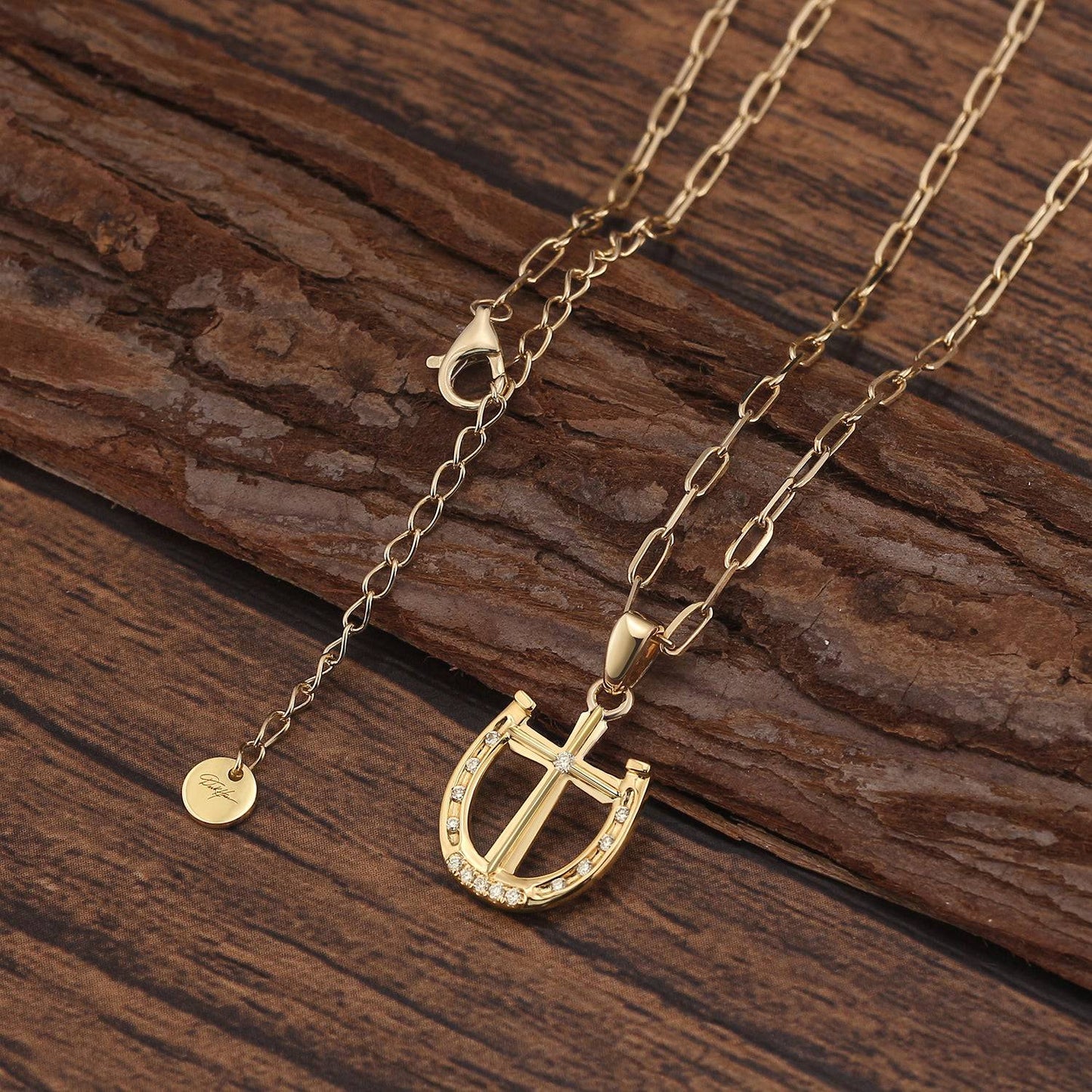 Saints FINE Rider's Prayer Solid Gold & Diamonds Mini Necklace