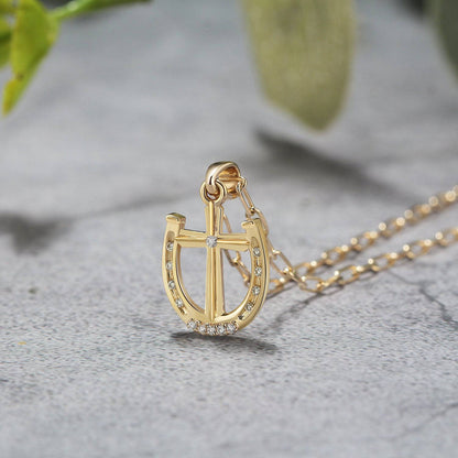 Saints FINE Rider's Prayer Solid Gold & Diamonds Mini Necklace