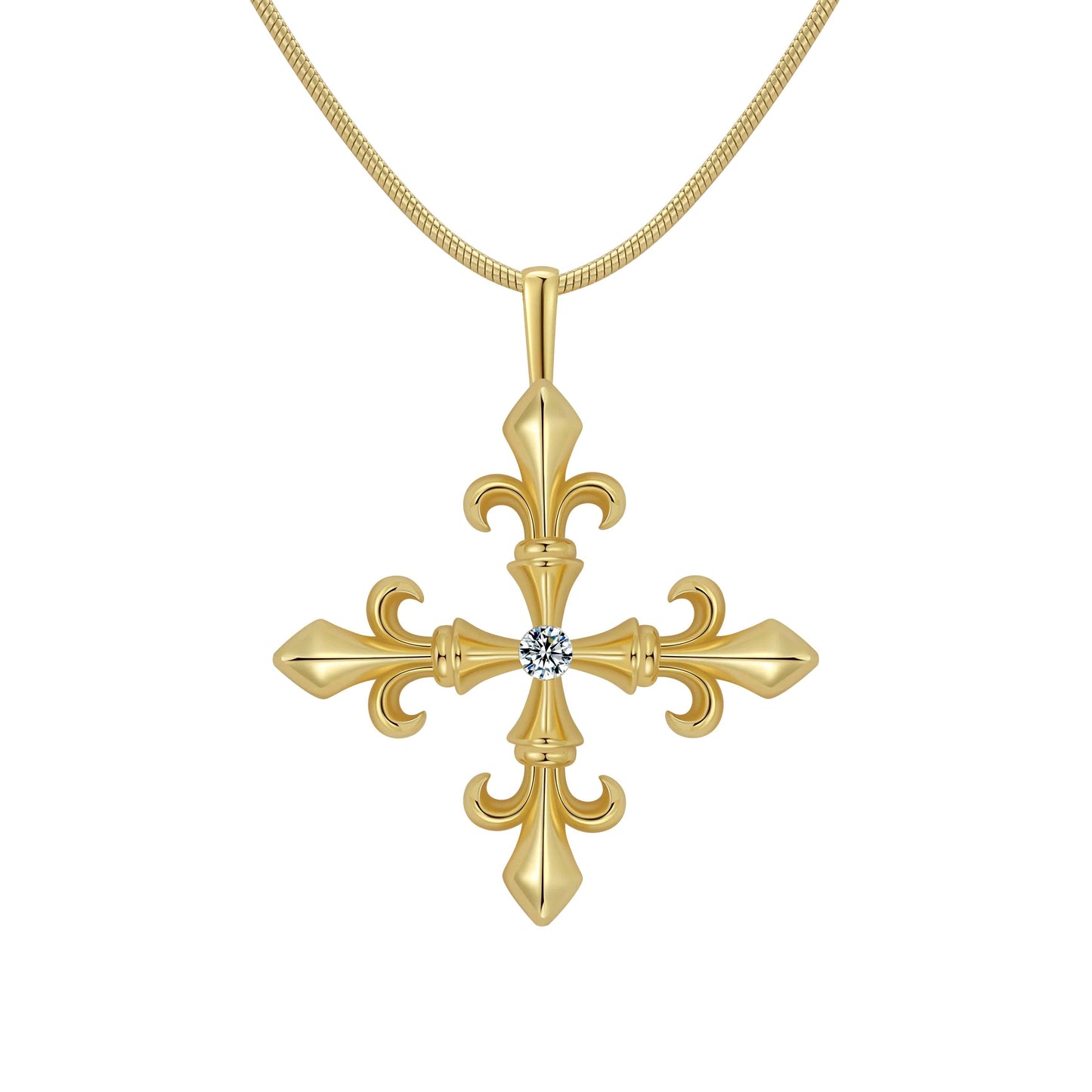 Saints  Fleur Madrigal Cross Necklace in Gold